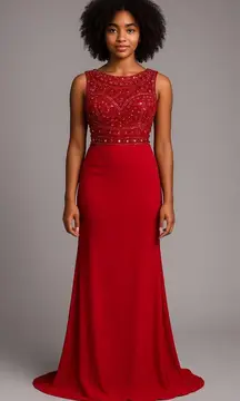 Sherri Hill Prom Dress Two Piece Beaded Red Sequin 6