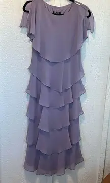 SLNY tiered chiffon lilac lavender dress with rhinestone details size 6 NWOT