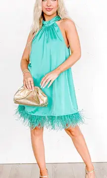 Turquoise Strut And Bolt Feather Dress