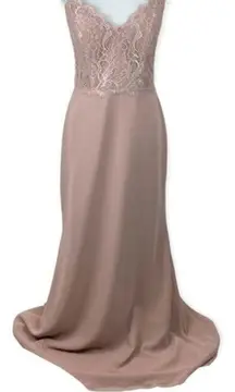 Hayley Paige Occasions Dusty Rose Evening Party Event Maxi Dress NWT Size 12