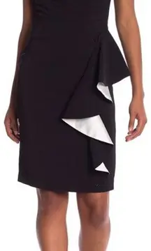 Carmen Marc Valvo NWT $295  Crepe Ruffle Front Sheath Dress