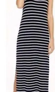 J.Crew  Striped Sleeveless Side Slits Racerback Maxi Tank Dress Black/White M