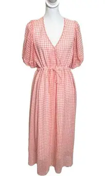 Christy Dawn Dahlia Midi Dress Blossom Gingham Puffed Sleeves Aline Women Size M