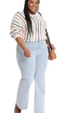 Knox Rose Woman Jeans Light Blue High Rise Relaxed Fit Flare Leg Plus Size 24