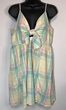 Old Navy Women's Spaghetti Strap Tie Front Plaid Mini Dress Multicolor Size Larg