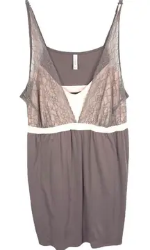 Cacique Plus Size 26 28 Nightgown Sleep Pajamas Mini Brown Dusty Pink Lace 1677‎
