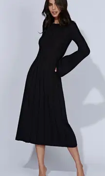 MESHKI Juniper Flare Sleeve Knit Midi Dress - Black size XL