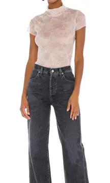 FP Intimately | NWT Printed Ivory Mock Neck Mesh Baby Top