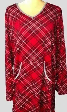 Croft and barrow red plaid design fleece nightgown