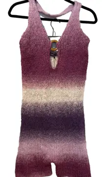 NEW PrettyLittleThing Romper Women Small Ombre Knit Stretch Travel Cover Up