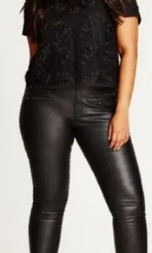 City Chic black 3D garden floral mesh cropped short sleeve blouse NEW XS/14