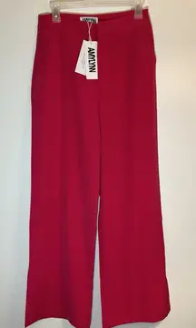 AmyLynn Alice High‎ Waist Straight Wide Leg Pant Trouser Size L Pink NEW W/Tags