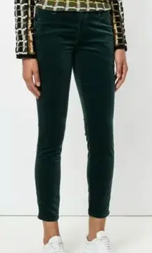 NEW J Brand Zion mid rise dark green velvet‎ skinny pants in moorland, 24
