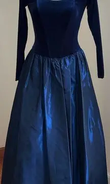 Jessica McClintock Ball Gown Blue Metallic Velvet Taffeta Tulle Dress Sz 4