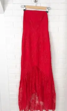 NBD NWT X By  Revolve Mulan Midi Red Lace Halter Dress Size XS