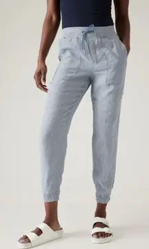 New Womens Athleta Retreat Linen Tapered Leg Jogger Pants in Sunset Glow - Sz 8