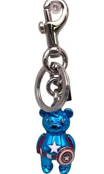 Coach  2755 Marvel Captain America Bear Bag Charm Silver/Midnight Navy/Red Metal