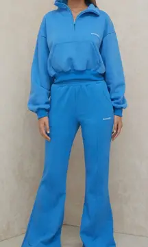 House of CB Oli blue flare leg‎ track wide leg sweat pants