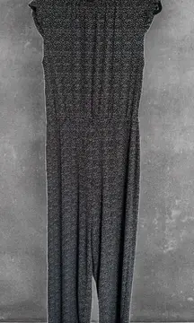 Adrianna Papell Womens Romper Sz L Black White Pants‎ Ruffle Sleeveless