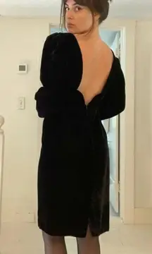 Moda Int’l Vintage 80s Velvet Backless Dress Black Size 4