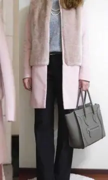 ZARA  Basic Light Pink Wool Fur Pea Coat size XS Barbie pink fur coat