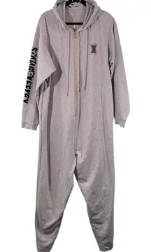Savage X Fenty Women Grey Showgirl Hoodie One Piece Jumpsuit