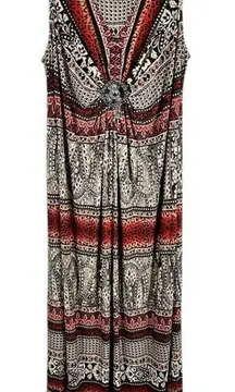 Red Burgundy Black Orange Cream Dress with Bead Decal On Front