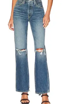 RE/DONE 90s High Rise Loose Jeans NWT size 29 Destroyed Mar Blue Straight Leg