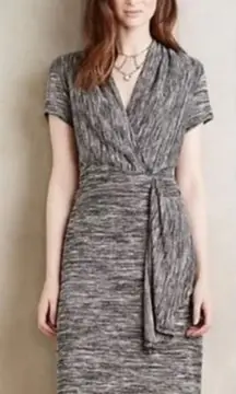 Maeve Women's Gray Cinched Surplice‎ Faux Wrap Dress Size Small Knee Length