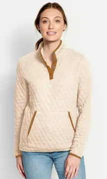 Jodifl Cream & Tan Neutral Quilted Long Sleeve Pullover Women’s Size Medium