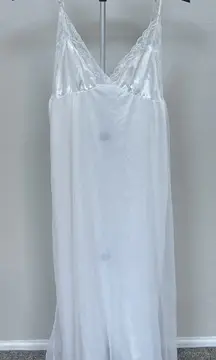 Tosca VTG White Lace Full Slip Maxi Lingerine  Doble Layer Nightgown Sz Small