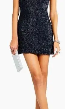 NWT Retrofete Alexis Sequin High Neck Halter Scoop Back High Slit Dress Sexy S