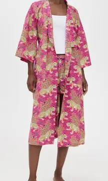 Print Fresh Womens Organic Cotton Bagheera Jungle Print Long Robe Pink Sz L/XL