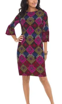 Chico's  dress 0 multicolor 3/4 ruffle sleeve