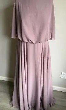 Duntery Addison Dusk Lilac Long Flutter Sleeve Chiffon Tie Back Gown Women 14/16