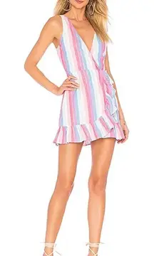 Revolve Privacy Please‎ ryan metallic striped wrap ruffle mini dress size small