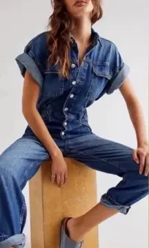 NWT We the Free Marci Denim Jumpsuit by Free People Size Small