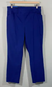 Hilary Radley Women Mazarine Blue Mid Rise Straight Leg Pants Size L NWT