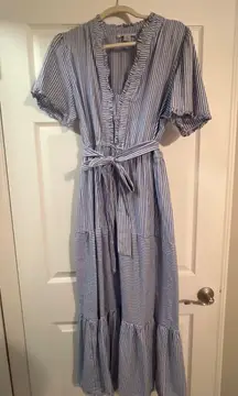 Blue and white maxi dress- London Times Size 16