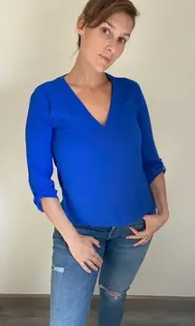 Express Cobalt Blue Blouse Flowy Chiffon Light XS Top Bright