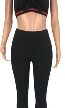 Ladies Strapless red Stripe Bodysuit Leggings