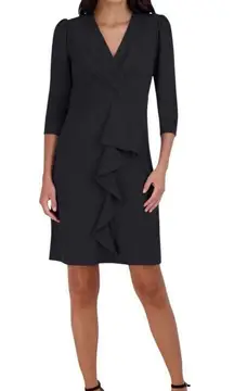 Julia Jordan cascade ruffle crepe sheath dress size 2