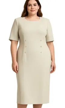 Givenchy Selection de Givenchy Wool Blend Sheath Dress 16W Beige Vintage