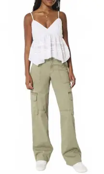 Hollister Low-Rise Baggy Cargo Pants OLIVE GREEN NWT Size 2R