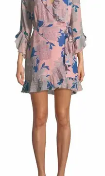 Red‎ Carter Tessa Floral-Print Wrap Dress Pink Blue Size Large