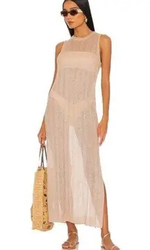 Bella Dahl Sleeveless Side Slit Midi Dress in Dark Sand