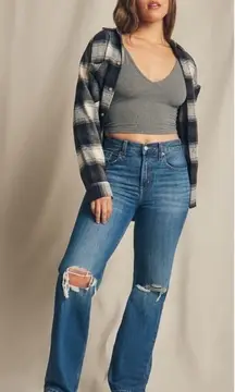 Levis Womens Low Pro Straight Jeans Size 27 Distressed Ripped Blue Denim