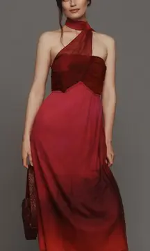 Anthropologie Plenty by Tracy Reese Halter Scarf Dress Pink Ombré Small NWT