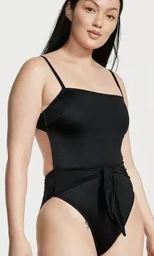 Victoria’s Secret Black One Piece Tie Waist Swimsuit NWT