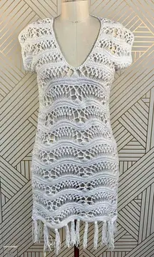 Shoshanna Swimwear White Crochet‎ Fringe Coverup